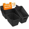 imageLifewit Plastic Storage Basket 7 Pack Stackable Storage Bins for Organizing Multi Size Open Containers for Shelving Pantry Office and Cabinet 5 Large and 2 Small Size BlackBlack