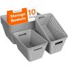 imageLifewit Plastic Storage Basket 7 Pack Stackable Storage Bins for Organizing Multi Size Open Containers for Shelving Pantry Office and Cabinet 5 Large and 2 Small Size BlackGray