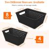 imageLifewit Plastic Storage Basket 7 Pack Stackable Storage Bins for Organizing Multi Size Open Containers for Shelving Pantry Office and Cabinet 5 Large and 2 Small Size BlackBlack