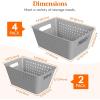 imageLifewit Plastic Storage Basket 7 Pack Stackable Storage Bins for Organizing Multi Size Open Containers for Shelving Pantry Office and Cabinet 5 Large and 2 Small Size BlackGray