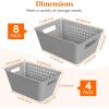 imageLifewit Plastic Storage Basket 7 Pack Stackable Storage Bins for Organizing Multi Size Open Containers for Shelving Pantry Office and Cabinet 5 Large and 2 Small Size BlackGray
