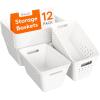 imageLifewit Plastic Storage Basket 7 Pack Stackable Storage Bins for Organizing Multi Size Open Containers for Shelving Pantry Office and Cabinet 5 Large and 2 Small Size BlackWhite