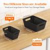 imageLifewit Plastic Storage Basket 7 Pack Stackable Storage Bins for Organizing Multi Size Open Containers for Shelving Pantry Office and Cabinet 5 Large and 2 Small Size BlackBlack