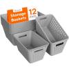 imageLifewit Plastic Storage Basket 7 Pack Stackable Storage Bins for Organizing Multi Size Open Containers for Shelving Pantry Office and Cabinet 5 Large and 2 Small Size BlackGray