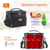 imageLifewit Reusable Insulated Lunch Bag for Men Lunch Box Women Portable Cooler Freezable Soft Lunchbox Leakproof with Adjustable Shoulder Strap for Adult for Work Picnic or Travel Black 9LBlack