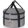 imageLifewit Round Insulated Casserole Carrier for Hot and Cold Food Pie Carrier Bag Cake Carrier Casserole Dish Carrying Case for Potluck Parties Picnic Fits 125quot Baking Dish GreyGray