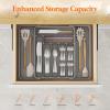 imageLifewit Silverware Drawer Organizer Expandable Utensil Organizer for Kitchen Drawers Adjustable Cutlery and Flatware Tray Plastic Spoons Forks Knives Holder Storage Dividers Large BlackGray