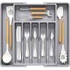 imageLifewit Silverware Drawer Organizer Expandable Utensil Organizer for Kitchen Drawers Adjustable Cutlery and Flatware Tray Plastic Spoons Forks Knives Holder Storage Dividers Large BlackGray