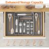 imageLifewit Silverware Drawer Organizer Expandable Utensil Organizer for Kitchen Drawers Adjustable Cutlery and Flatware Tray Plastic Spoons Forks Knives Holder Storage Dividers Large BlackGray