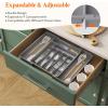 imageLifewit Silverware Drawer Organizer Expandable Utensil Organizer for Kitchen Drawers Adjustable Cutlery and Flatware Tray Plastic Spoons Forks Knives Holder Storage Dividers Large BlackGray