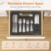 imageLifewit Silverware Drawer Organizer Expandable Utensil Organizer for Kitchen Drawers Adjustable Cutlery and Flatware Tray Plastic Spoons Forks Knives Holder Storage Dividers Large BlackBlack