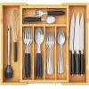imageLifewit Silverware Drawer Organizer Expandable Utensil Tray for Kitchen Bamboo Flatware and Cutlery Holder Wood Adjustable Storage for Spoons Forks Knives Large NaturalNatural