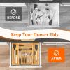 imageLifewit Silverware Drawer Organizer Expandable Utensil Tray for Kitchen Bamboo Flatware and Cutlery Holder Wood Adjustable Storage for Spoons Forks Knives Large NaturalNatural