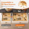 imageLifewit Silverware Drawer Organizer Expandable Utensil Tray for Kitchen Bamboo Flatware and Cutlery Holder Wood Adjustable Storage for Spoons Forks Knives Large NaturalNatural
