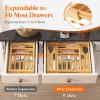 imageLifewit Silverware Drawer Organizer Expandable Utensil Tray for Kitchen Bamboo Flatware and Cutlery Holder Wood Adjustable Storage for Spoons Forks Knives Large NaturalNatural