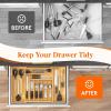 imageLifewit Silverware Drawer Organizer Expandable Utensil Tray for Kitchen Bamboo Flatware and Cutlery Holder Wood Adjustable Storage for Spoons Forks Knives Large NaturalNatural