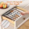 imageLifewit Silverware Drawer Organizer Expandable Utensil Tray for Kitchen Bamboo Flatware and Cutlery Holder Wood Adjustable Storage for Spoons Forks Knives Large NaturalWhite