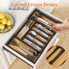 imageLifewit Silverware Drawer Organizer Expandable Utensil Tray for Kitchen Bamboo Flatware and Cutlery Holder Wood Adjustable Storage for Spoons Forks Knives Large NaturalNatural  Black