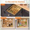 imageLifewit Silverware Drawer Organizer Expandable Utensil Tray for Kitchen Bamboo Flatware and Cutlery Holder Wood Adjustable Storage for Spoons Forks Knives Large NaturalNatural