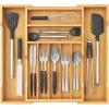 imageLifewit Silverware Drawer Organizer Expandable Utensil Tray for Kitchen Bamboo Flatware and Cutlery Holder Wood Adjustable Storage for Spoons Forks Knives Large NaturalNatural