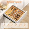 imageLifewit Silverware Drawer Organizer Expandable Utensil Tray for Kitchen Bamboo Flatware and Cutlery Holder Wood Adjustable Storage for Spoons Forks Knives Large NaturalNatural