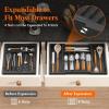 imageLifewit Silverware Drawer Organizer Expandable Utensil Tray for Kitchen Bamboo Flatware and Cutlery Holder Wood Adjustable Storage for Spoons Forks Knives Large NaturalBlack