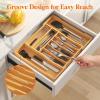 imageLifewit Silverware Drawer Organizer Expandable Utensil Tray for Kitchen Bamboo Flatware and Cutlery Holder Wood Adjustable Storage for Spoons Forks Knives Large NaturalNatural