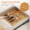 imageLifewit Silverware Drawer Organizer Expandable Utensil Tray for Kitchen Bamboo Flatware and Cutlery Holder Wood Adjustable Storage for Spoons Forks Knives Large NaturalNatural