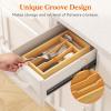 imageLifewit Silverware Drawer Organizer Expandable Utensil Tray for Kitchen Bamboo Flatware and Cutlery Holder Wood Adjustable Storage for Spoons Forks Knives Large NaturalNatural
