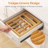 imageLifewit Silverware Drawer Organizer Expandable Utensil Tray for Kitchen Bamboo Flatware and Cutlery Holder Wood Adjustable Storage for Spoons Forks Knives Large NaturalNatural