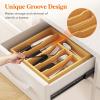 imageLifewit Silverware Drawer Organizer Expandable Utensil Tray for Kitchen Bamboo Flatware and Cutlery Holder Wood Adjustable Storage for Spoons Forks Knives Large NaturalNatural