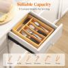 imageLifewit Silverware Drawer Organizer Expandable Utensil Tray for Kitchen Bamboo Flatware and Cutlery Holder Wood Adjustable Storage for Spoons Forks Knives Large NaturalNatural