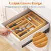 imageLifewit Silverware Drawer Organizer Expandable Utensil Tray for Kitchen Bamboo Flatware and Cutlery Holder Wood Adjustable Storage for Spoons Forks Knives Large NaturalNatural