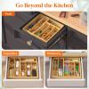 imageLifewit Silverware Drawer Organizer Expandable Utensil Tray for Kitchen Bamboo Flatware and Cutlery Holder Wood Adjustable Storage for Spoons Forks Knives Large NaturalNatural