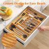 imageLifewit Silverware Drawer Organizer Expandable Utensil Tray for Kitchen Bamboo Flatware and Cutlery Holder Wood Adjustable Storage for Spoons Forks Knives Large NaturalNatural