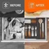 imageLifewit Silverware Drawer Organizer Expandable Utensil Tray for Kitchen Bamboo Flatware and Cutlery Holder Wood Adjustable Storage for Spoons Forks Knives Large NaturalBlack