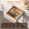 imageLifewit Silverware Drawer Organizer Expandable Utensil Tray for Kitchen Bamboo Flatware and Cutlery Holder Wood Adjustable Storage for Spoons Forks Knives Large NaturalNatural