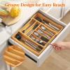 imageLifewit Silverware Drawer Organizer Expandable Utensil Tray for Kitchen Bamboo Flatware and Cutlery Holder Wood Adjustable Storage for Spoons Forks Knives Large NaturalNatural