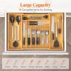 imageLifewit Silverware Drawer Organizer Expandable Utensil Tray for Kitchen Bamboo Flatware and Cutlery Holder Wood Adjustable Storage for Spoons Forks Knives Large NaturalNatural