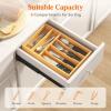 imageLifewit Silverware Drawer Organizer Expandable Utensil Tray for Kitchen Bamboo Flatware and Cutlery Holder Wood Adjustable Storage for Spoons Forks Knives Large NaturalNatural