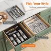 imageLifewit Silverware Drawer Organizer Tray Plastic Cutlery Storage for Kitchen Drawer Flatware and Utensil Holder Divider for Spoons Forks Knives Tableware 5 Compartment BlackGray