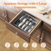imageLifewit Silverware Drawer Organizer Tray Plastic Cutlery Storage for Kitchen Drawer Flatware and Utensil Holder Divider for Spoons Forks Knives Tableware 5 Compartment BlackGray