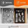 imageLifewit Silverware Drawer Organizer Tray Plastic Cutlery Storage for Kitchen Drawer Flatware and Utensil Holder Divider for Spoons Forks Knives Tableware 5 Compartment BlackBlack
