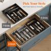 imageLifewit Silverware Drawer Organizer Tray Plastic Cutlery Storage for Kitchen Drawer Flatware and Utensil Holder Divider for Spoons Forks Knives Tableware 5 Compartment BlackGray