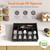 imageLifewit Silverware Drawer Organizer Tray Plastic Cutlery Storage for Kitchen Drawer Flatware and Utensil Holder Divider for Spoons Forks Knives Tableware 5 Compartment BlackBlack