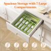 imageLifewit Silverware Drawer Organizer Tray Plastic Cutlery Storage for Kitchen Drawer Flatware and Utensil Holder Divider for Spoons Forks Knives Tableware 5 Compartment BlackGreen