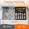 imageLifewit Silverware Drawer Organizer Tray Plastic Cutlery Storage for Kitchen Drawer Flatware and Utensil Holder Divider for Spoons Forks Knives Tableware 5 Compartment BlackBlack