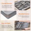imageLifewit Silverware Drawer Organizer Tray Plastic Cutlery Storage for Kitchen Drawer Flatware and Utensil Holder Divider for Spoons Forks Knives Tableware 5 Compartment BlackGray