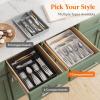 imageLifewit Silverware Drawer Organizer Tray Plastic Cutlery Storage for Kitchen Drawer Flatware and Utensil Holder Divider for Spoons Forks Knives Tableware 5 Compartment BlackGray