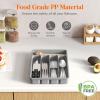 imageLifewit Silverware Drawer Organizer Tray Plastic Cutlery Storage for Kitchen Drawer Flatware and Utensil Holder Divider for Spoons Forks Knives Tableware 5 Compartment BlackGray